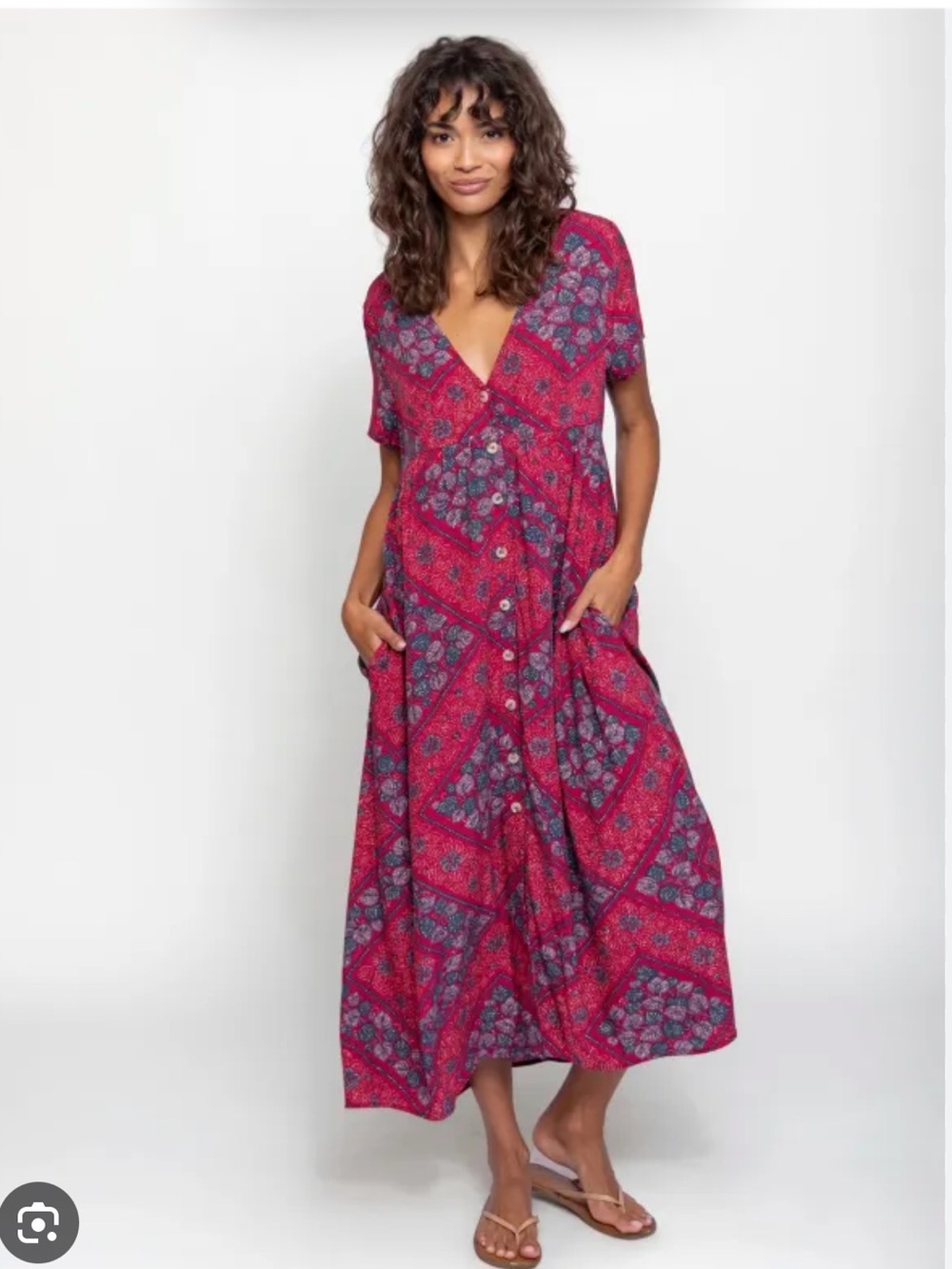 NATURAL LIFE Raspberry Paisley Midi Dress